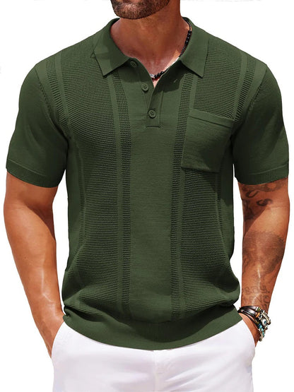 Casual Textured Knit Polo Shirt