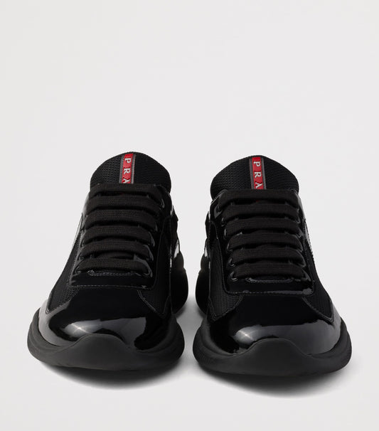 Patent Leather-Mesh Sneakers
