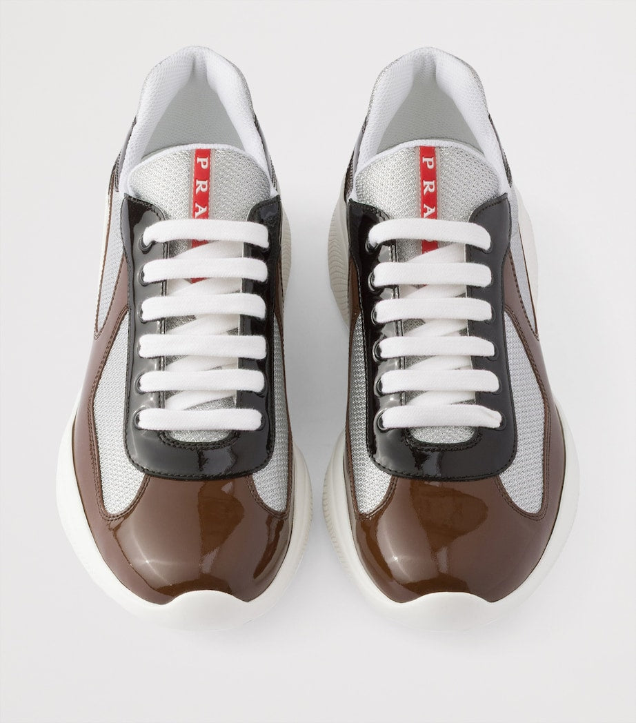 Patent Leather-Mesh Sneakers