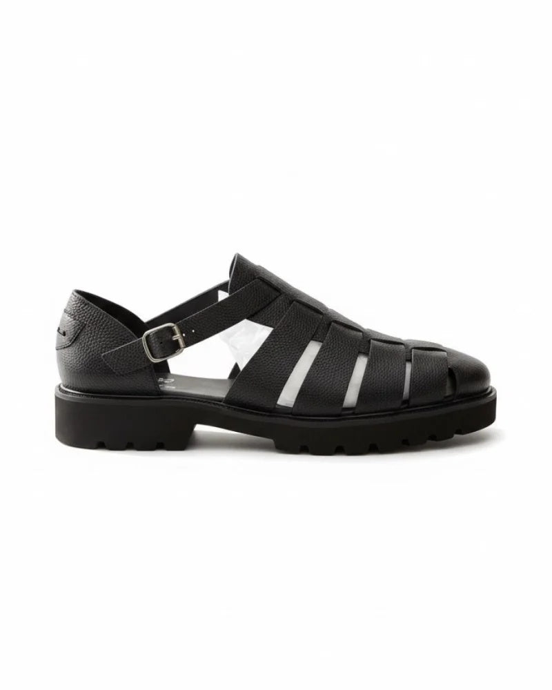 Chunky sole basket leather sandals