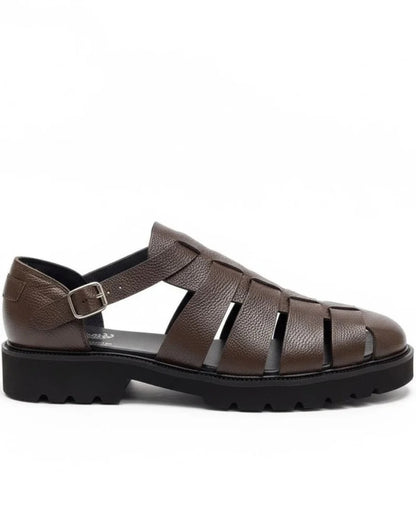 Chunky sole basket leather sandals